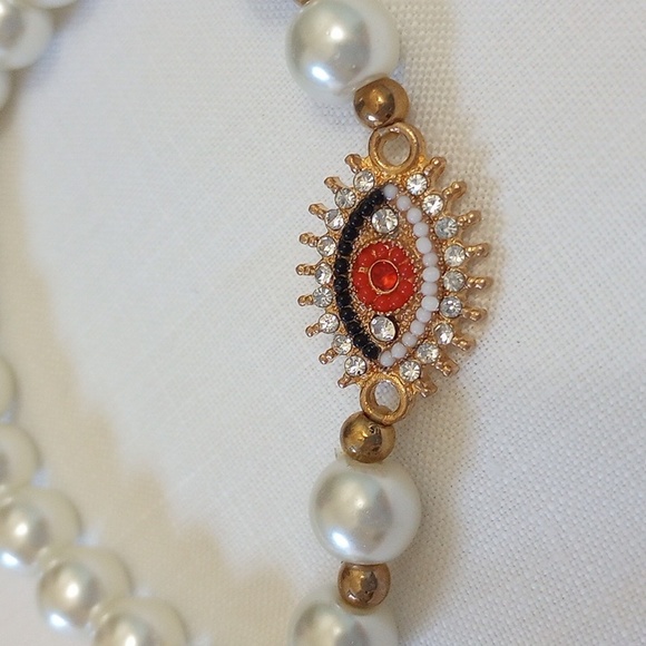 Turkish Eye Nazar eye pearl beaded bracelet evil eye - Picture 2 of 5